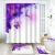 4-Piece Shower Curtain Set, Purple Butterfly with Non-Slip Carpet, Toilet Cover and Bathroom Mat, Durable and Waterproof