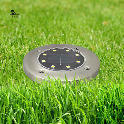 Hot Solar Stainless Steel 8led Underground Lamp Outdoor Plug-in Lawn Lamp Lawn Lamp Garden Lamp