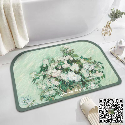 American Oil Painting Diatom Ooze Floor Mat Bathroom Non-Slip Floor Mat Water-Absorbing Quick-Drying Silicone Mud Diatomite Door Mat