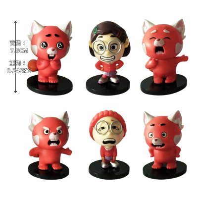 New Q Version Cute Pixar Youth Metamorphosis Red Panda PVC Handmade Toy Cake Ornaments Toy