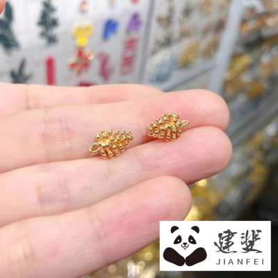 DIY Korean Jewelry Accessories Pure Brass Plated 18K Real Gold Pine Cone Pendant Pendant Bracelet Necklace Tail Chain
