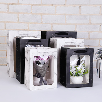 New Marble Pattern Window Wedding Window Transparent Gift Bag Anniversary Bag Handbag