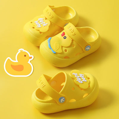 Children's Slippers Summer Boys' Indoor Non-Slip Home Cartoon Baby Girls' Soft Bottom Toddler Toe Cap Slippers Hole Shoes