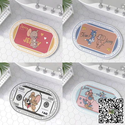 Cute Fresh Cartoon Foot Mat Hand Washable Crystal Velvet Bathroom Mat Bathroom Non-Slip Floor Mat Absorbent
