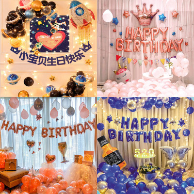 Amazon Cross-Border Birthday Balloon Set Decorative Cartoon Children Baby Layout Children Adult Party Wholesale