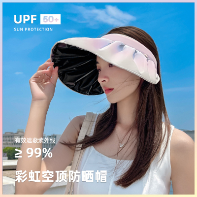 Rainbow Gradient Shell Sun Protection Hat Female Japanese UV Summer UV Protection Sun Hat Air Top Vinyl Sun Hat