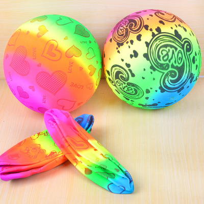 Factory Direct Sales Children's Inflatable Ball Net Rainbow Ball Floral Ball Wholesale Two Yuan Store Supply