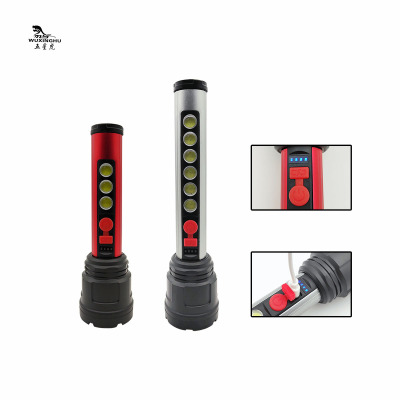 New Zoom Strong Light Aluminum Alloy Torch Charging Power Display with Cob Sidelight Outdoor Long-Range Flashlight