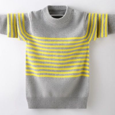 Boys' Thin Sweater Pullover Spring and Autumn Children and Teens' Sweater Children's Bottoming Shirt Boys Fashionable