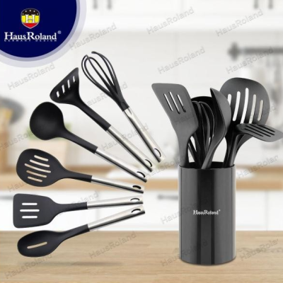 Hausroland Non-Stick Pan Nylon Set Kitchen Gadget Cooking Spoon and Shovel Nylon 7-Piece Kitchen Ware Set