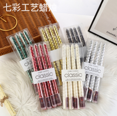 European Style Long Brush Holder Colorful Thread Candlestick Candle Romantic Candlelight Dinner Decoration Wedding Birthday Tanabata Valentine's Day