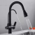 Copper Kitchen Fresh Water Tap Brass Kitchen Faucet Black Spray Paint Double Water Full Copper Electroplating Kitchen Pullout Faucet