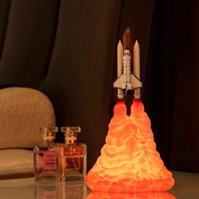 Small Night Lamp 3D Printing Rocket Lamp New Exotic Creative Home Decoration USB Charging Bedside Table Lamp Space Shuttle