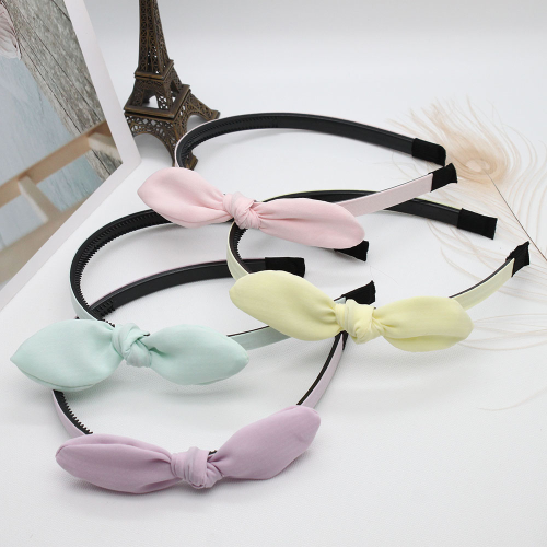 bow headband high-grade children‘s korean-style fabric plaid fairy headband with tooth hairpin head buckle hair accessories headdress