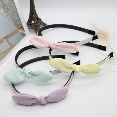 Bow Headband High-Grade Children's Korean-Style Fabric Plaid Fairy Headband Toothed Hairpin Head Buckle Hair Accessories Headdress