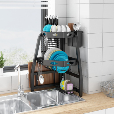 Kitchen Sink Storage Shelf Corner Draining Rack Tableware Storage Kitchen Countertop Cupboard Draining Household Dish Rack