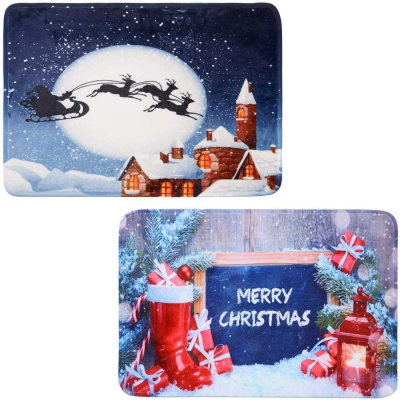 2-Pack Christmas Door Mat, Merry Christmas Family Welcome Door Mat, Decorative Indoor No-Skid Floor Carpet