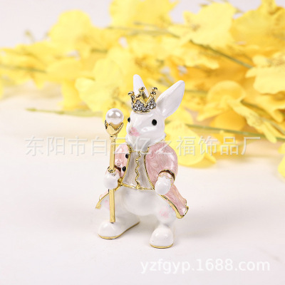 Cane Truncheon Crown Rabbit Jewelry Box Enamel Gift Princess Necklace Storage Box Home Creative Decoration