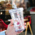 New Creative Rainbow Pop Cup with Straw Dinosaur Little Bear Cartoon Cup Ins Girl Heart Student Good-looking Water Cup