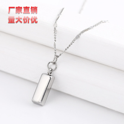 Simple Natural Cuboid Necklace Solid Color Atmospheric Pendant Necklace Ornament Jewelry Necklace Factory in Stock