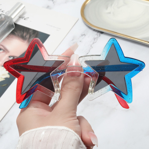 Cross-Border Festival Dance Party Five-Pointed Star Sunglasses Foreign Trade Personality Funny Star Sunglasses Plastic Gift Batch 