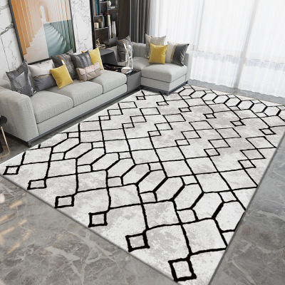 Factory Wholesale Nordic Simple Ins Style Living Room Crystal Velvet Carpet Bedroom Bedside Carpet Geometric Line Floor Mat