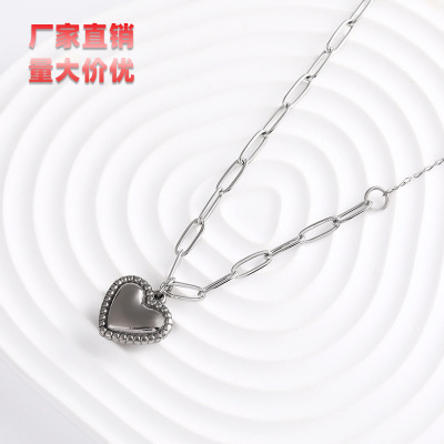 Personalized Carved Love Necklace Alternative Love Stainless Steel Clavicle Chain Pendant Jewelry Decorations in Stock Wholesale