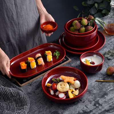 Nordic Dishware Set Japanese Household Kiln Transmutation Ceramic Tableware Hotel Restaurant Rice Bowl Fish Dish Plate Wholesale