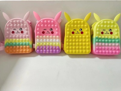 Silicone Backpack Pikachu Decompression Toy Bag Bubble Squeezing Toy Press Schoolbag Children's Trendy Backpack