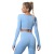 European and American Tight Quick-Drying Workout Top Women's Summer Wear Sexy U Collar Sports Long Sleeve Nude Feel Yoga Clothes