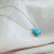 Natural Turquoise Necklace 316 Stainless Steel Electroplated 14K Gold Necklace Square Simple Niche Clavicle Chain Pendant