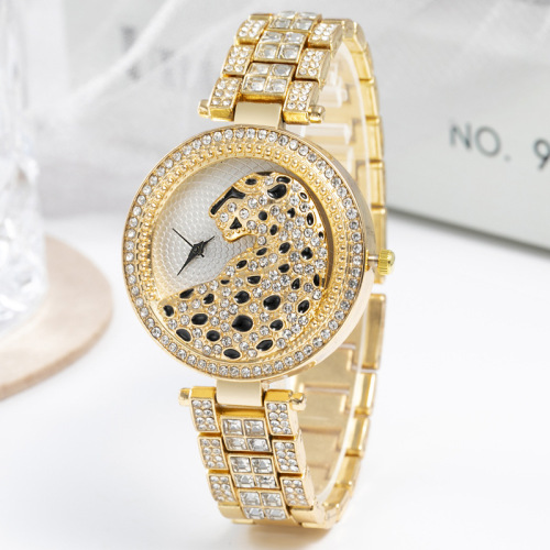 fashion casual women‘s round leopard head watch net red fashion women‘s quartz watch diamond four-color dial women‘s watch