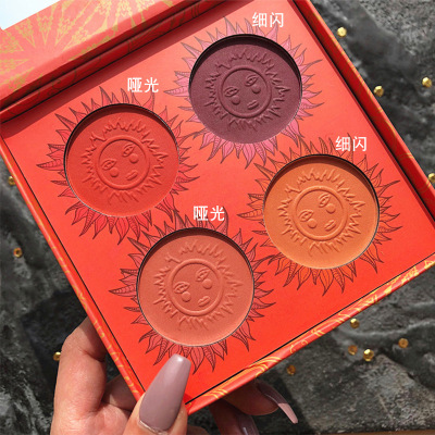 Celebrity Live Hot SUNFLOWER Four-Color Rouge Blush Highlight Contour Compact Makeup Palette Beads Matte White Powder