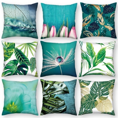 New Green Plant Leaves Pillow Nordic Instagram Style Creative Simple Sofa Cushion Bedside Cushion Amazon Hot Sale