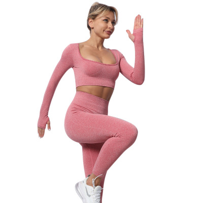 Yoga Suit Sexy Stretch Sports Long Sleeve Quick-Drying Breathable Tight-Fitting Outerwear High Waist Hip Lift Cycling Pants