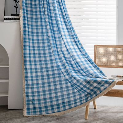 Curtain Plaid Yarn-Dyed American Curtain Finished Kitchen Curtain Bay Window Curtain Half Shade