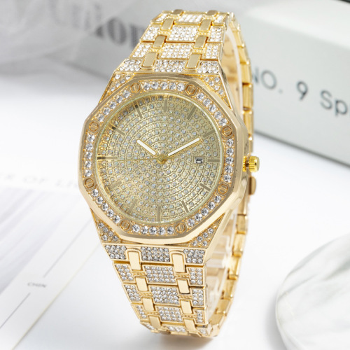 cross-border leisure watch for women octagonal large dial calendar watch starry diamond decorative watch for women