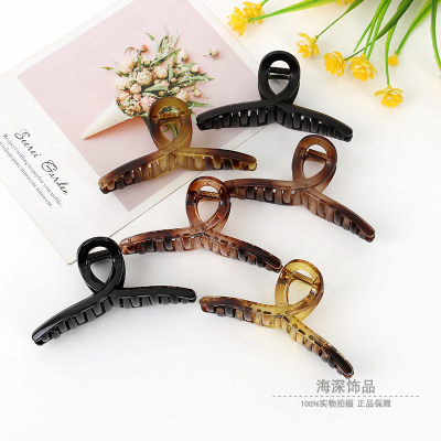 Dark Gradient Large Hair Volume Grip Korean plus-Sized Size Hair Claw Acrylic Frosted Surface Cross Updo Claw Shark Clip