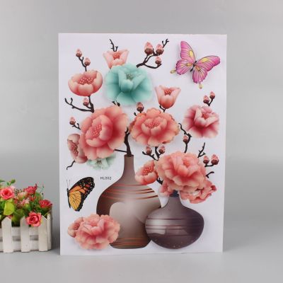 Flower Pot Wall Sticker 3D Three-Dimensional Double-Layer Simulation Butterfly Creative Home Living Room Background Wall Decoration PVC Butterfly Wall Sticker