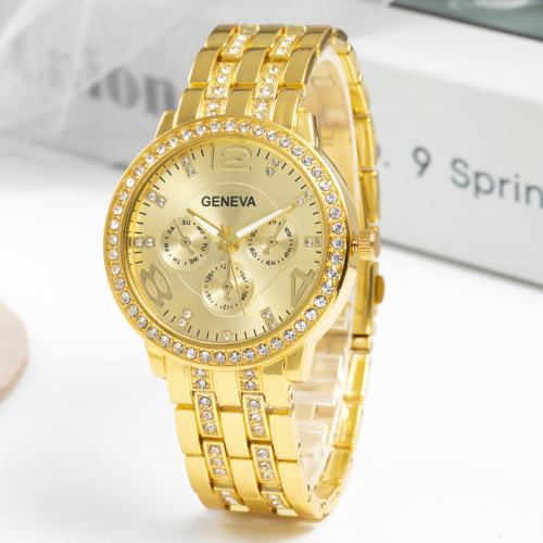 Exclusive for Cross-Border Fashion Women‘s Large Dial Geneva Watch Diamond Quartz Watch Women‘s Bracelet Watch One Piece Dropshipping