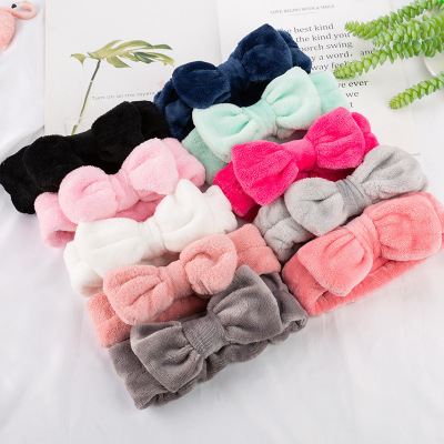 Cross-Border European and American Solid Color Bow Hair Band Girls Simple Face Wash Wide Edge Hair Band Headband Korean Hair Accessories Wholesale