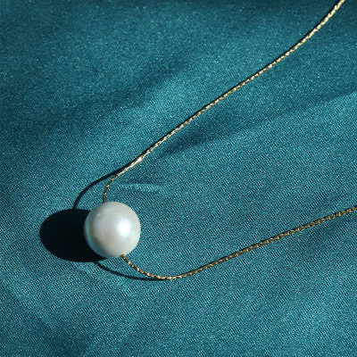 Titanium Steel Pearl Necklace Single Freshwater Pearl 10mm Simple Elegant Clavicle Chain Factory Direct Supply