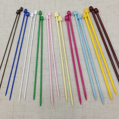 Factory Direct Sales Weaving Tools Color Single Tip with Beads Sweater Needle Plastic Steel Sweater Needle a Set of 10 Pairs