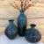 Retro New Chinese Zen Vase Blue Fried Pattern Floor Vase Glass Enamel Flower Container Sample Room Decoration