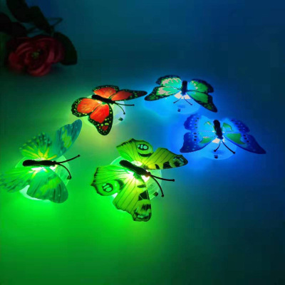 Creative Colorful Light-Emitting Butterfly Small Night Lamp Pasting Simulation Stereo Wall Sticker Lamp Children Led Bedside Decorative Lamp