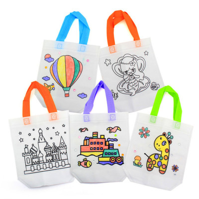 DIY Eco-friendly Bag Graffiti Bag Children's Hand-Painted Handmade Coloring Drawing Non-Woven Art Bag Material Toys