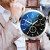 Factory Direct Sales Colorful Blue Light Glass Three Eyes Steel Watch Men's Quartz Watch Gift Men's Watch Wholesale