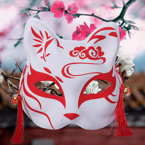 Fox Mask Cat Face Mask Hand-Painted Anime Men‘s and Women‘s Party Dance Supplies Stall Temple Fair Toys 