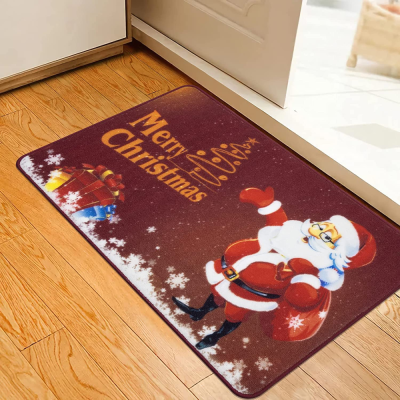Christmas Indoor Door Mat Entrance Gate Carpet Non-Slip Santa Claus Soft Machine Washable Rug Door Carpet