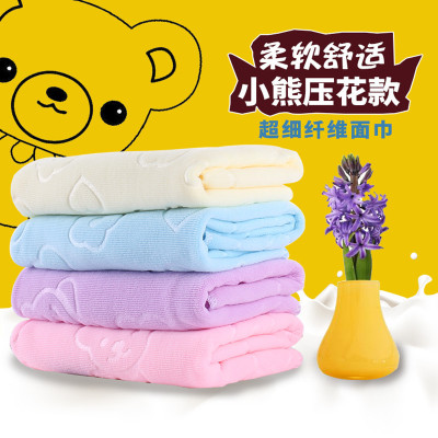 Cartoon Bear Printed Kids' Towel Face Towel Household Microfiber Absorbent Face Washing Towel Square Washcloth Customized